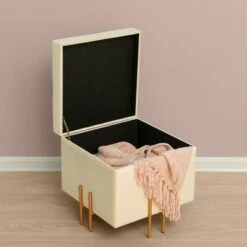 Fabulaxe Square Velvet Storage Ottoman with Gold Legs -Ottomans Official Shop unnamed file 9874