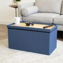 Heathered Storage Ottoman with Reversible Tray Cover Blue - Humble Crew -Ottomans Official Shop unnamed file 9887