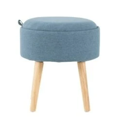 Tray Foot Stool Ottoman Polyester/Wood Natural/Blue - LumiSource