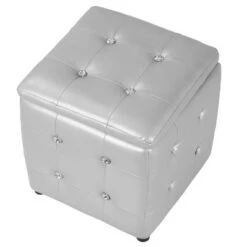 Pouf Contemporary Square Storage Ottoman - LumiSource Velvet White -Ottomans Official Shop unnamed file 9928