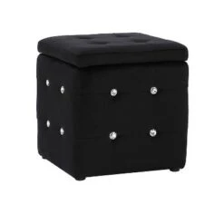 Pouf Contemporary Square Storage Ottoman - LumiSource Velvet White -Ottomans Official Shop unnamed file 9933