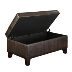 Astra Rectangle Faux Leather Storage Ottoman Black - Dorel Living