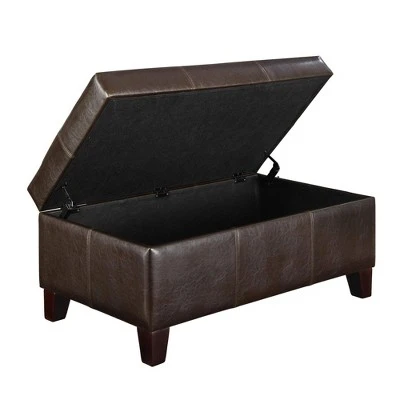 Astra Rectangle Faux Leather Storage Ottoman Black - Dorel Living 3 Astra Rectangle Faux Leather Storage Ottoman Black - Dorel Living