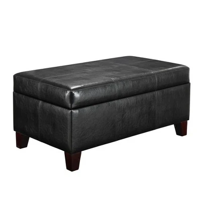 Astra Rectangle Faux Leather Storage Ottoman Black - Dorel Living 6 Astra Rectangle Faux Leather Storage Ottoman Black - Dorel Living – Image 4