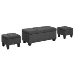 Everett Storage Ottoman Set - Picket House Furnishings Charcoal -Ottomans Official Shop unnamed file 9949