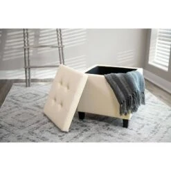 Square Button Tufted Storage Ottoman with Lift Off Lid - WOVENBYRD Pink Velvet -Ottomans Official Shop unnamed file 9968