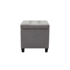 Square Button Tufted Storage Ottoman with Lift Off Lid - WOVENBYRD Pink Velvet -Ottomans Official Shop unnamed file 9979