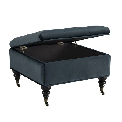 Abbot Square Tufted Ottoman with Storage and Casters - Serta Cobalt Blue 4 Abbot Square Tufted Ottoman with Storage and Casters - Serta Cobalt Blue – Image 2