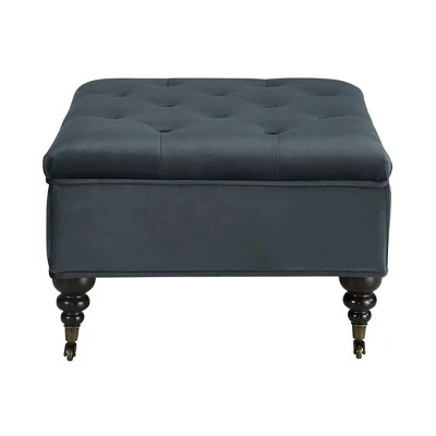 Abbot Square Tufted Ottoman with Storage and Casters - Serta Cobalt Blue 5 Abbot Square Tufted Ottoman with Storage and Casters - Serta Cobalt Blue – Image 3